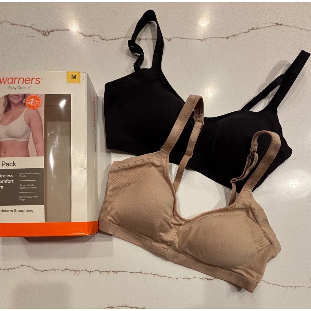 Warners Size Medium Easy Does It Wireless Comfort Bra 2 Pack 34C 34D 36B 36C